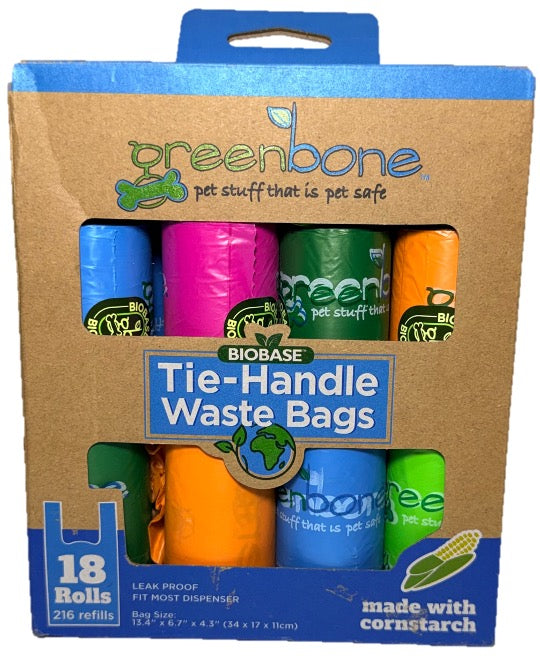 Bolsas Green Bone 216 pzs — Biobase con asas, hechas a base de maíz