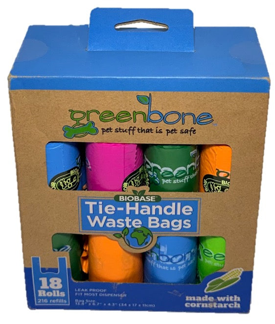 Bolsas Green Bone 216 pzs — Biobase con asas, hechas a base de maíz