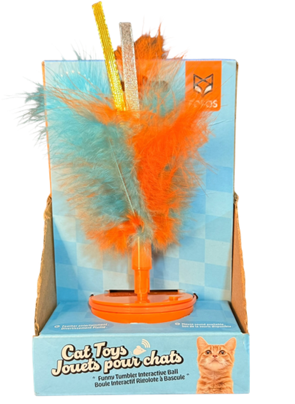 Juguete para gato plumas naranjas Fofos
