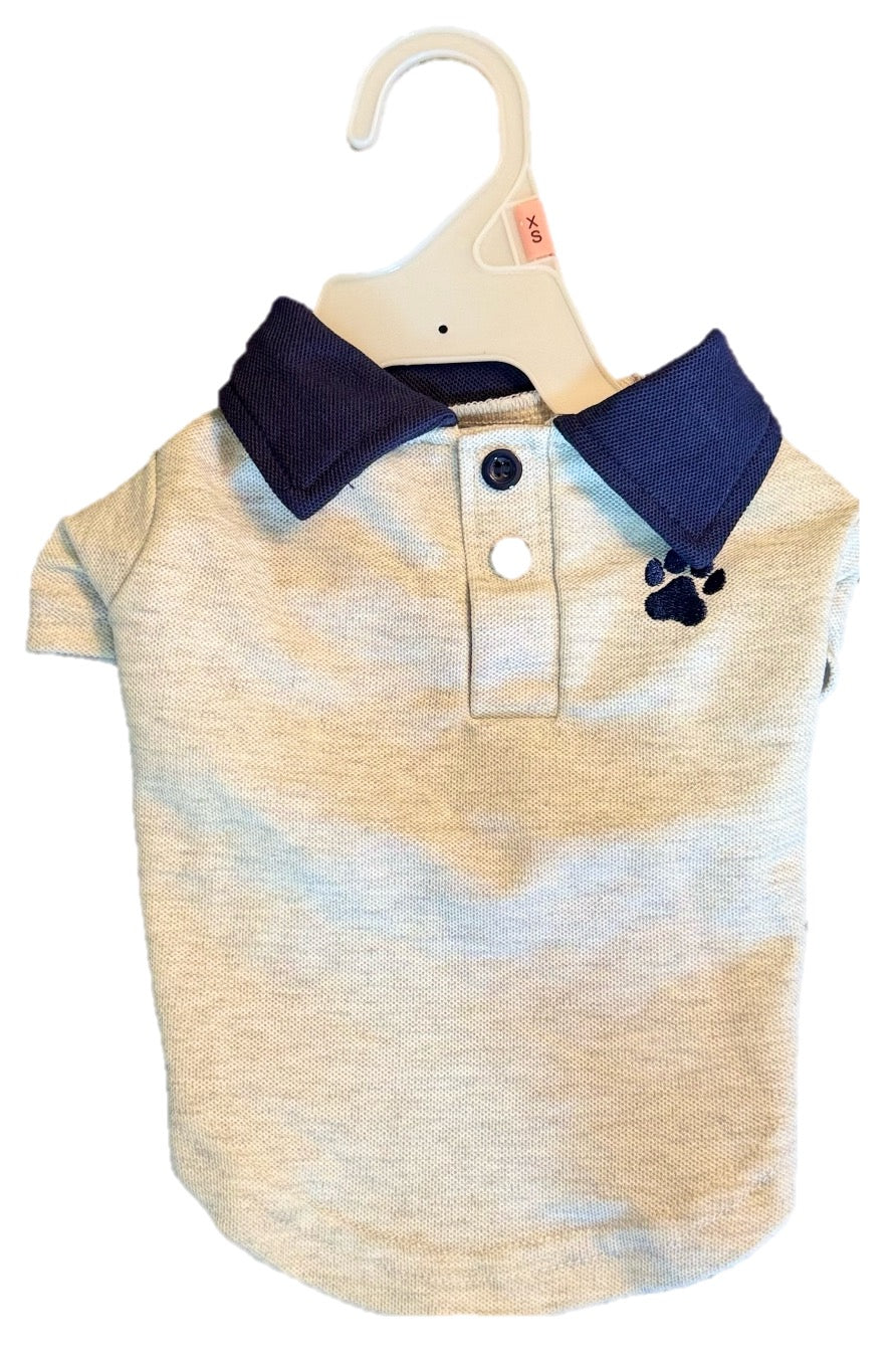 Camisa Polo Gris/Azul Little Paws