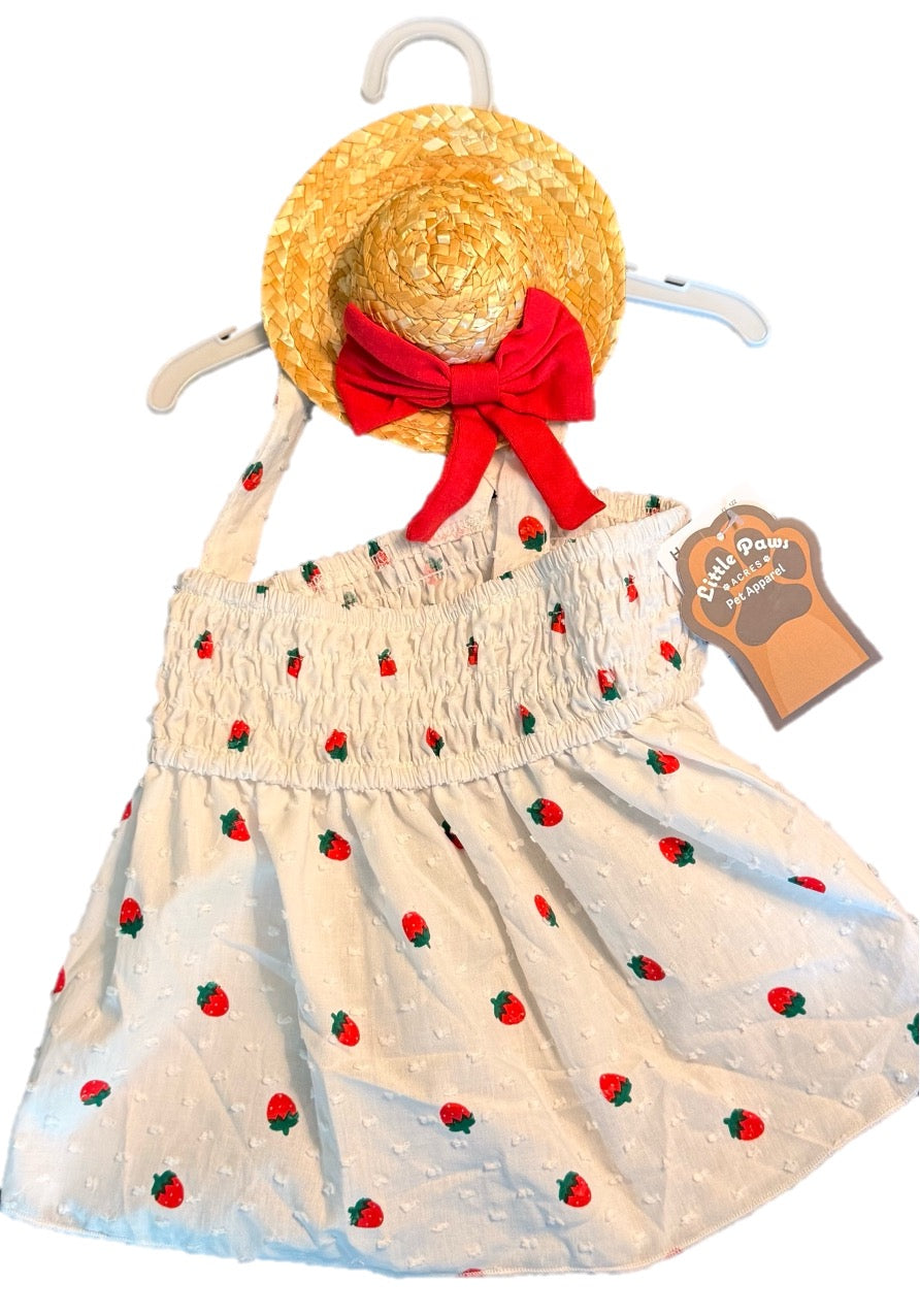 Vestido Fresas Blanco Little Paws